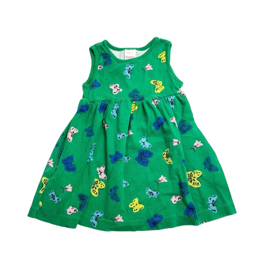 Hanna Andersson Green Dress with Colorful Butterflies
